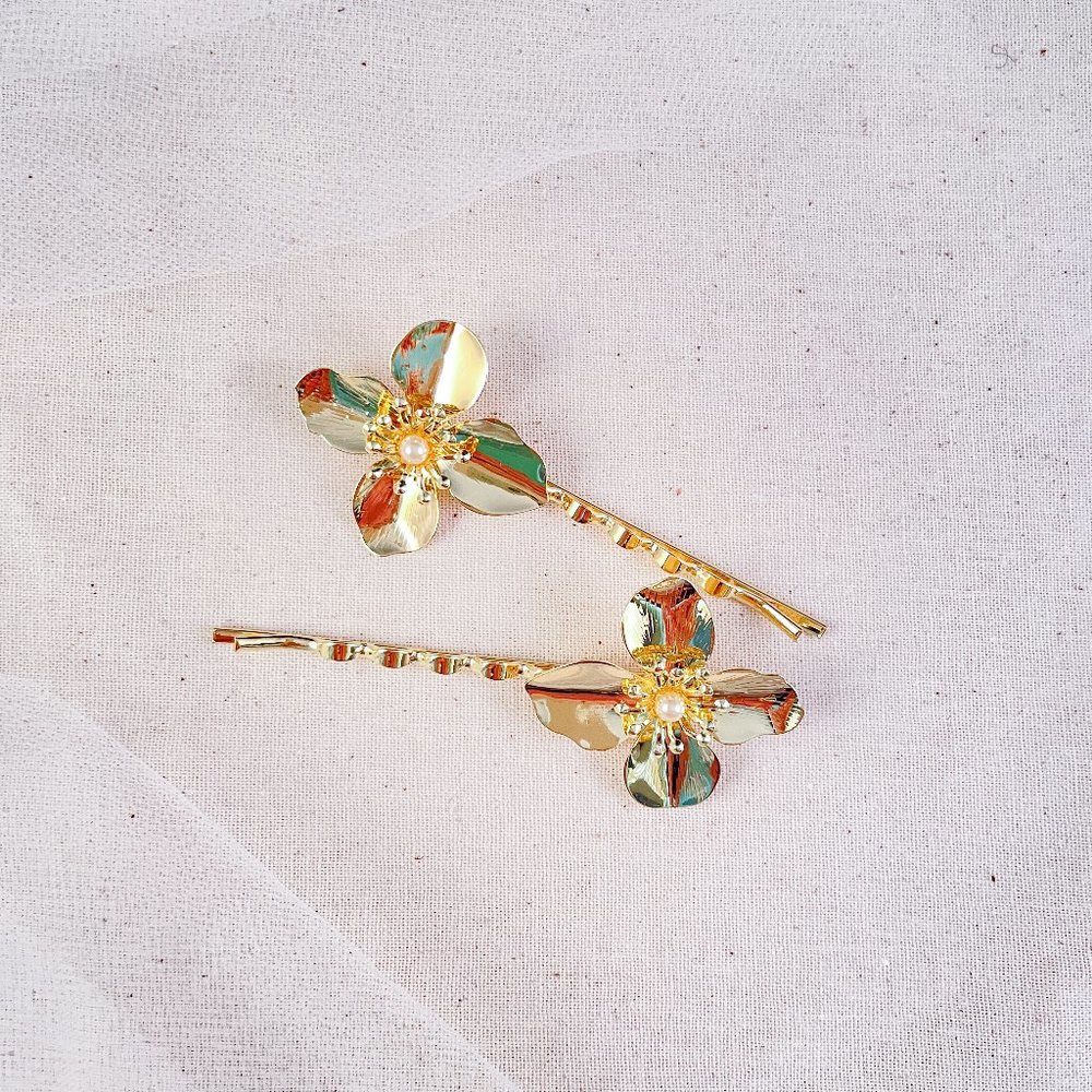 "Gold Blossom" Hairpins